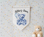 Blue Floral Design Bear Nursery Pennant