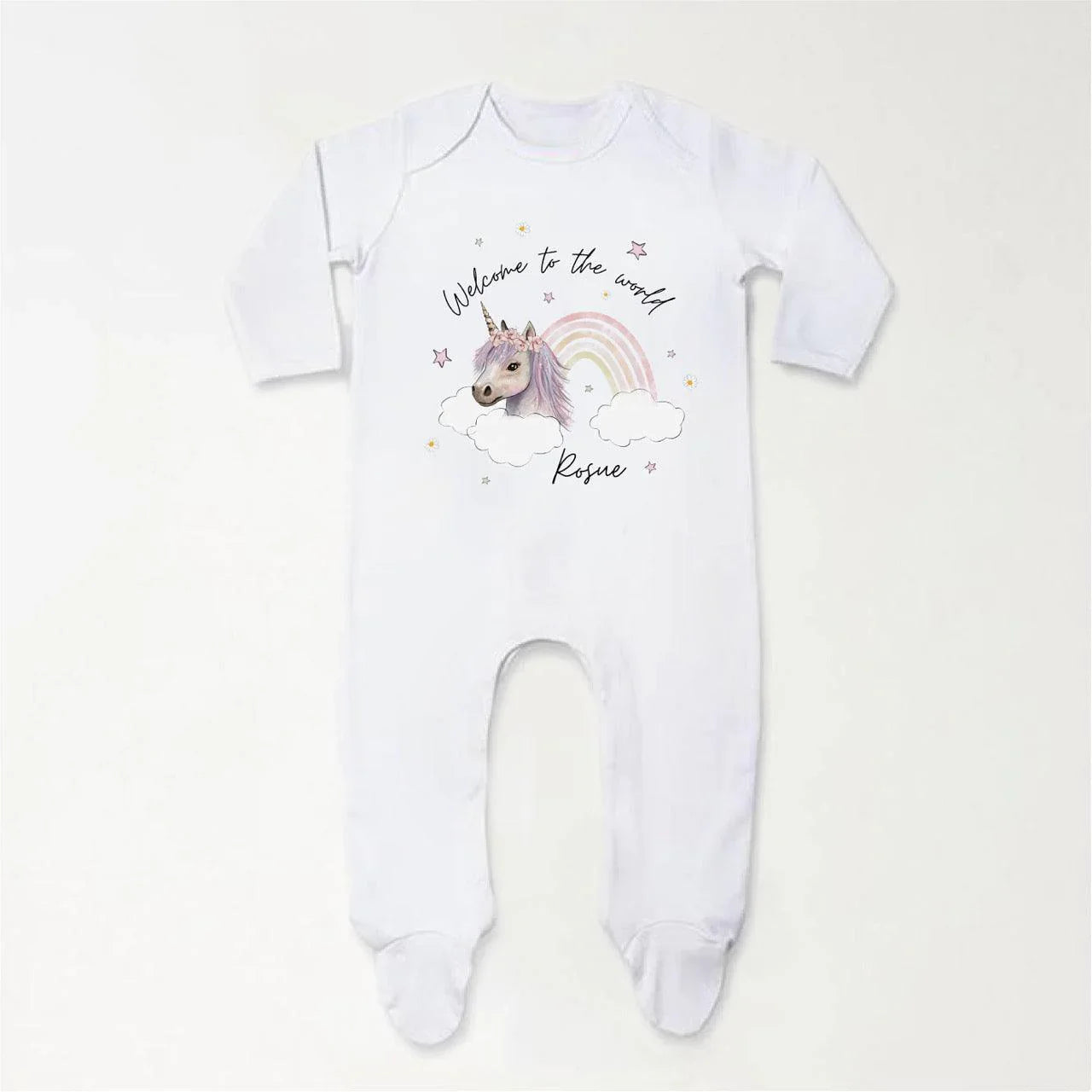 ‘Welcome To The World' Personalised Rainbow Unicorn Set