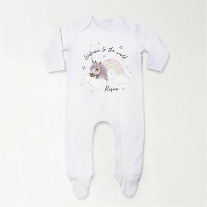 ‘Welcome To The World' Personalised Rainbow Unicorn Set