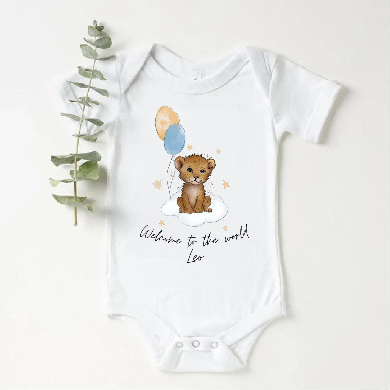 ‘Welcome To The World' Lion & Balloon Baby Vest