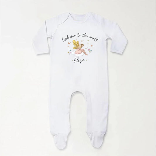 ‘Welcome To The World' Personalised Fairy Sleepsuit