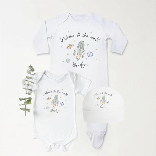 ‘Welcome To The World' Personalised Rocket Space Set