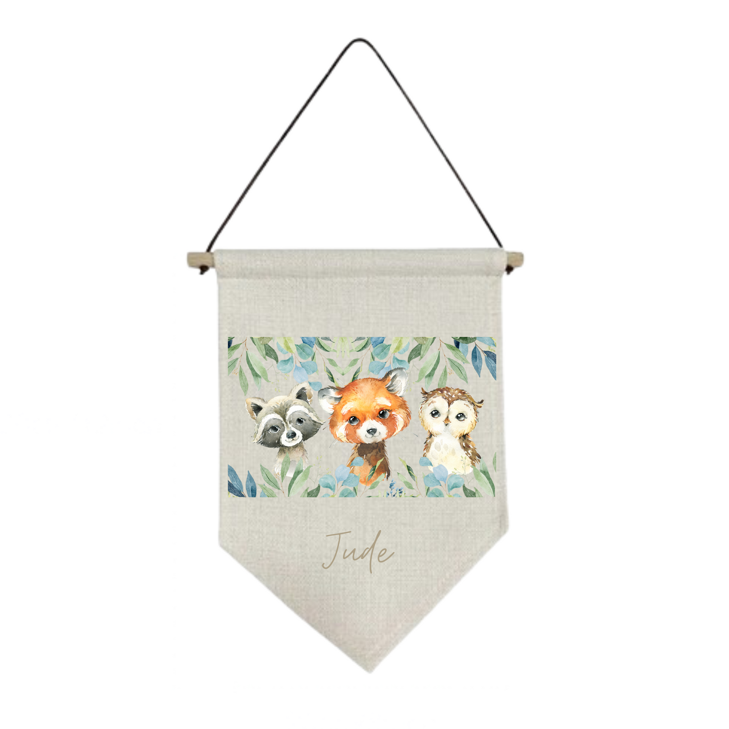 Fox, Badger & Owl Personalised Baby Wall Hanging Nursery Pennant