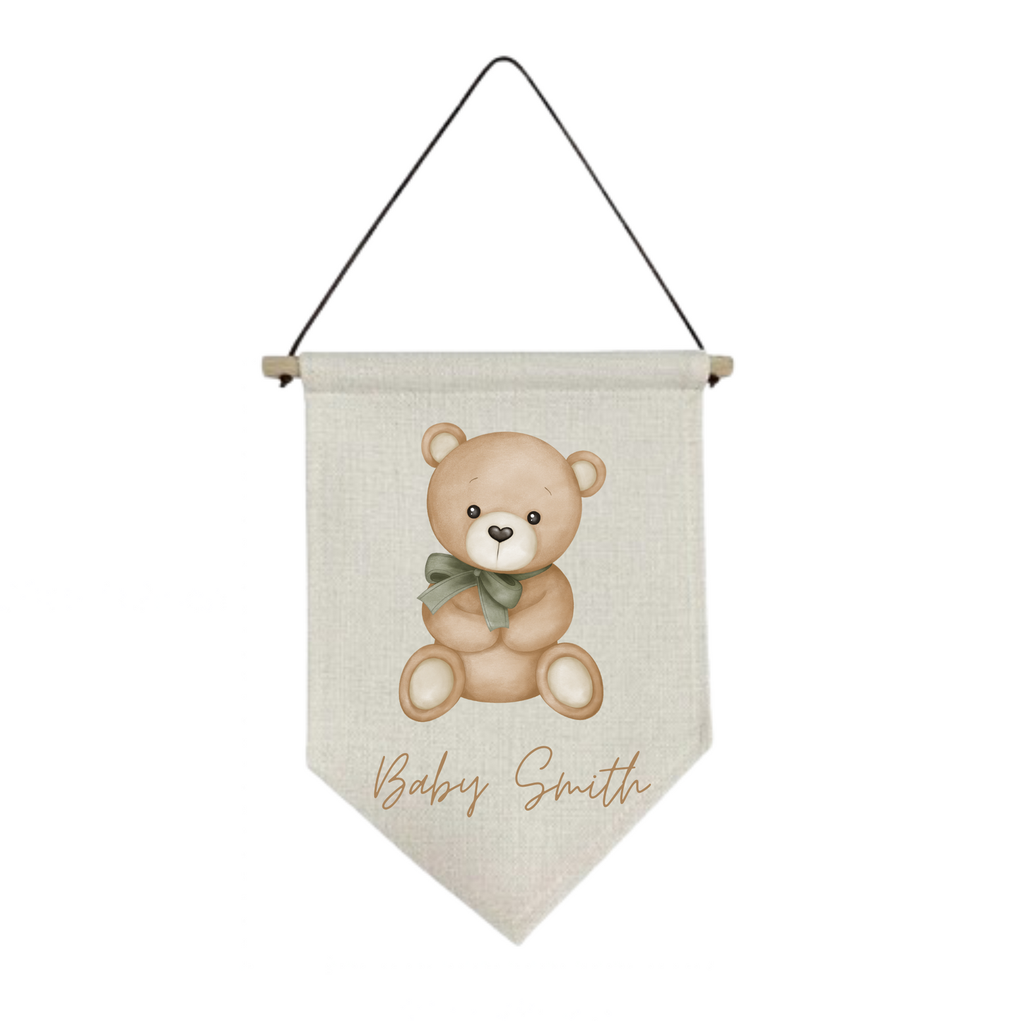 Traditional Teddy Bear Baby Wall Hanging Nursery Pennant