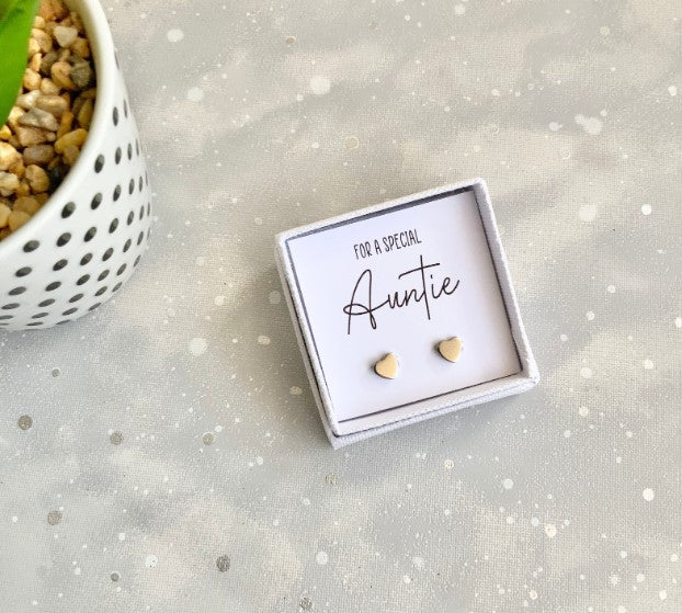 For A Special Auntie Heart Stud Earrings