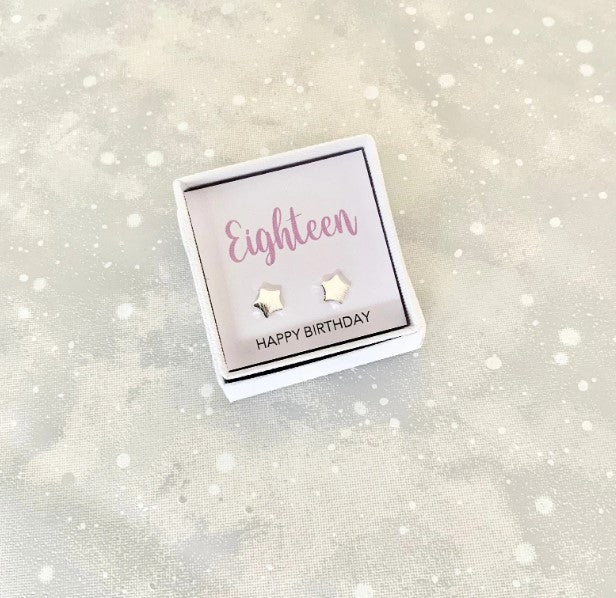 Eighteen Birthday Star Stud Earrings