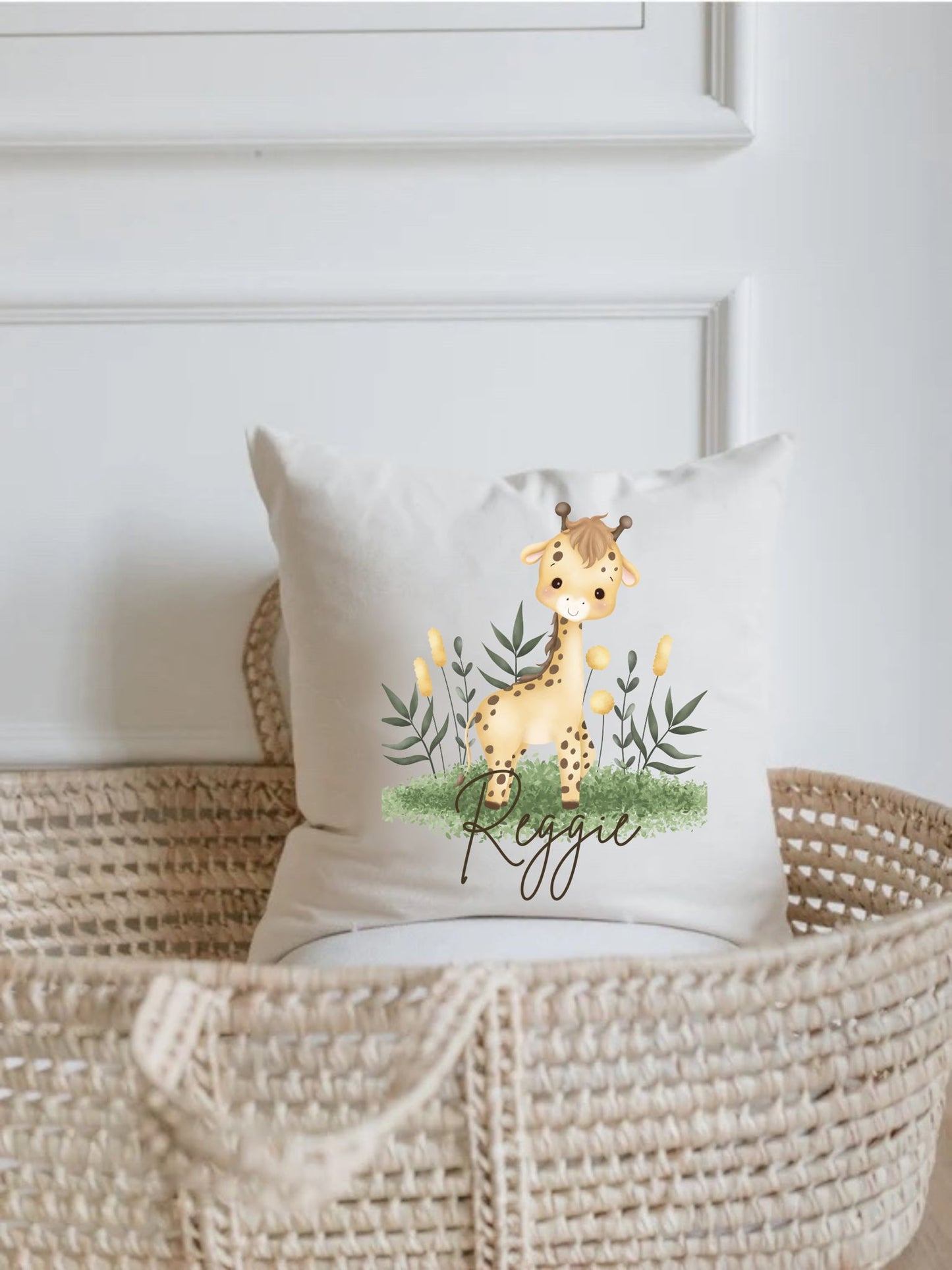 Personalised Giraffe Themed Nursery Pillow