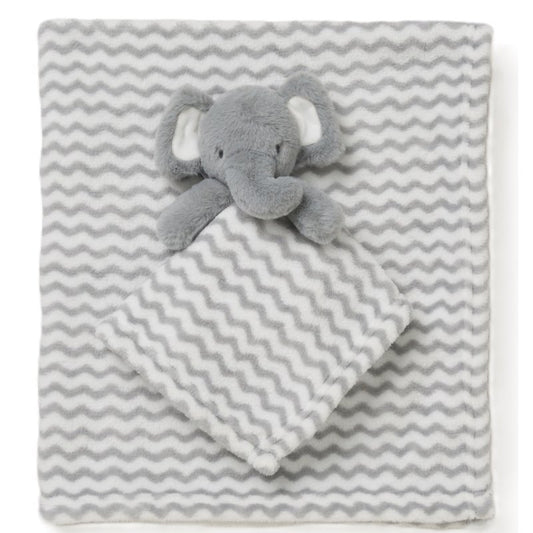 Grey Blanket and Elephant Comforter Set