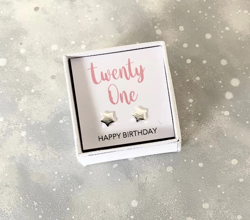 21st Birthday Star Stud Earrings