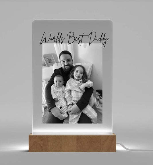 Personalised Worlds Best Dad Light up Photo Frame