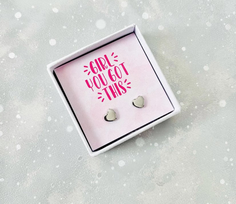 Girl you got this Heart Stud Earrings, you got this gift