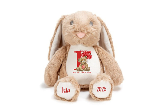 Personalised Brown 1st Valentines Bunny