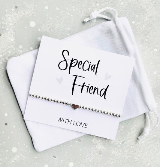 Special Friend Silver heart charm bracelet, friendship bracelet